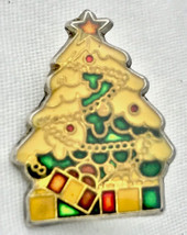 Christmas Tree Vintage Pin Gold Tone and Enamel Brooch - £9.68 GBP