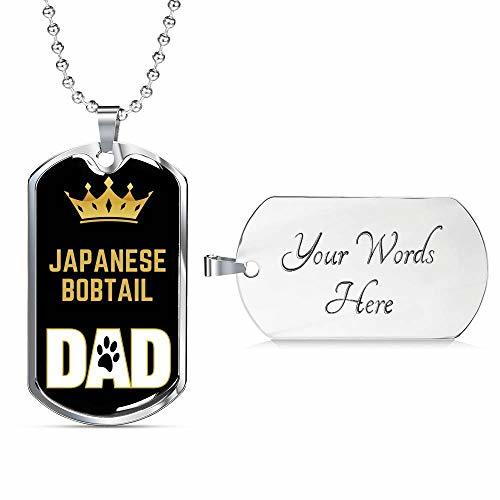 Primary image for Cat Dad Gift Japanese Bobtail Cat Dad Necklace Engraved Stainless Steel Dog Tag 