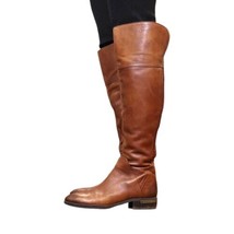 Vince Camuto Cognac Brown Leather Bendra Knee High Boots Size 8.5 Riding - $86.89