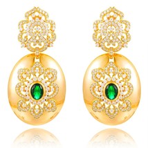 Vintage Royal Pattern Dangle Earrings For Women Wedding Cubic Zirconia CZ Crysta - £39.29 GBP