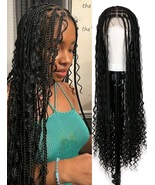 30 Inches Bohemian Braided Wigs Boho Box Braid Wigs Knotless Goddess Loc... - $88.99