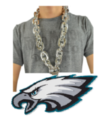 New NFL Philadelphia EAGLES SILVER Fan Chain Necklace Foam - JUMBO SIZE - £59.21 GBP