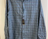 Tasso Elba Men&#39;s Cotton Ogesso Plaid Shirt, Navy Combo-Size Small - $17.97