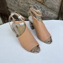 Louise Et Cie Kyvie Sandals Size 10 Snakeskin Leather Peep Toe Ankle Wrap Block - £30.93 GBP