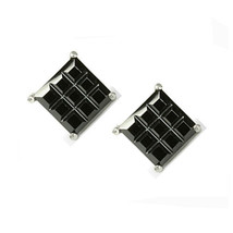 14k White Gold Black Invisible Cut Cubic Zirconia Basket Set Men Stud Ea... - £49.23 GBP+