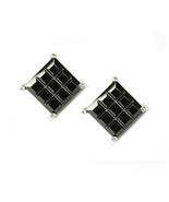 14k White Gold Black Invisible Cut Cubic Zirconia Basket Set Men Stud Ea... - £49.20 GBP+