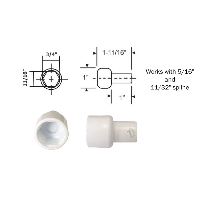 Gordon Glass® Replacement Hex Ball Adaptor for Skylight and Awning Window O - $29.99