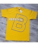 BOSS Vintage 90s Single Stitch Streetwear T Shirt Yellow Size M Retro US... - £29.72 GBP