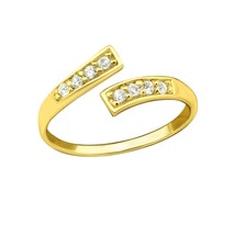 925 Silver Toe Ring Gold Plated and CZ Crystals - £13.47 GBP