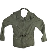 Olive Green Jean Jacket Womens Small Ambiance Denim Outerwear Canvas Mil... - $26.24