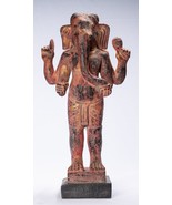 Antique Bayon Style Khmer Red Wood Standing Ganesha Statue - 59cm/24&quot; - $1,048.44