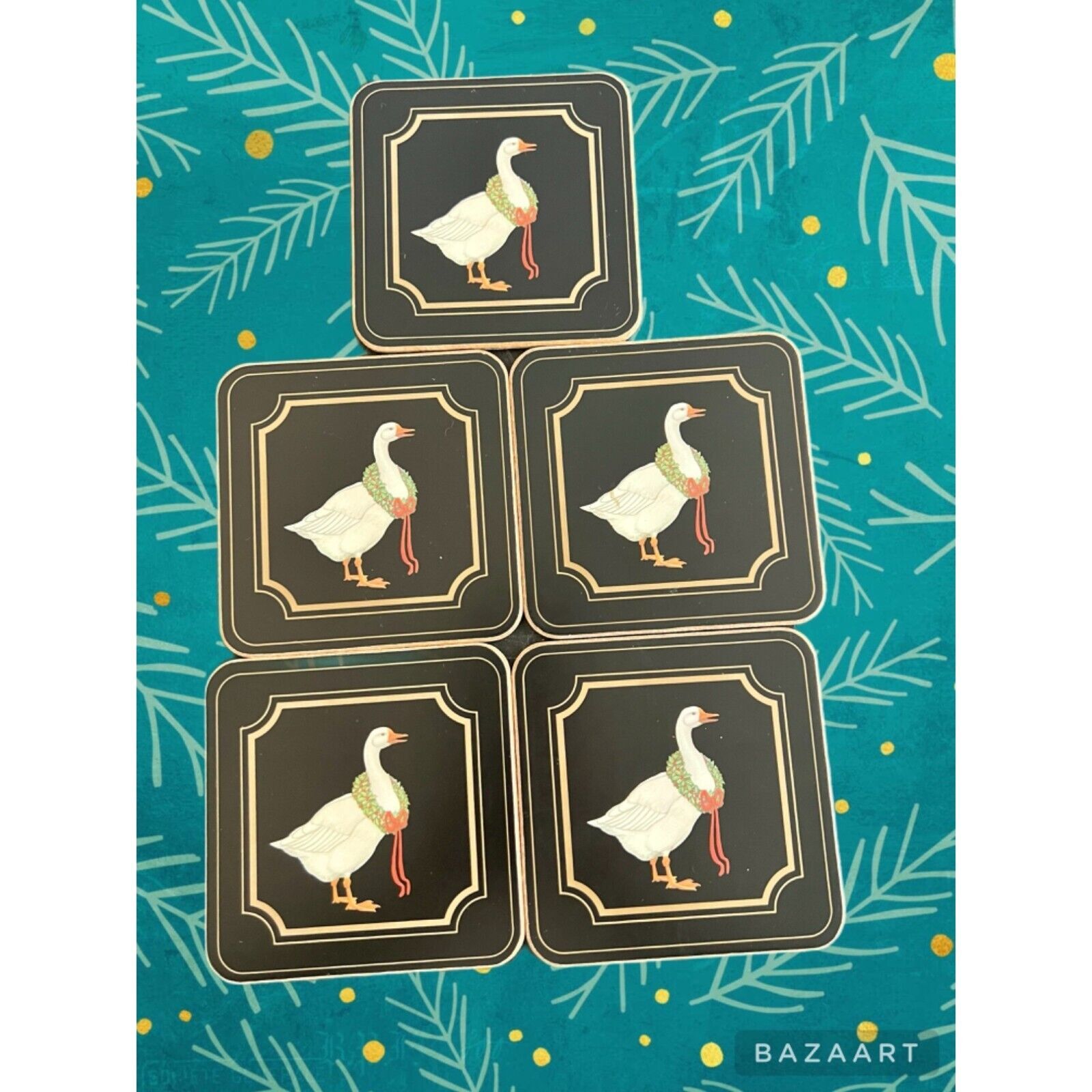Pimpernel Christmas Goose Set Of Christmas Drink Coasters Set Of 5 - £10.24 GBP