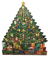 Byers Choice Christmas Tree Advent Calendar with Doors Wooden Holiday Ho... - £67.15 GBP