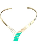 vintage sterling silver 925 malachite  choker necklace - $133.11 CAD