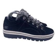 Skechers Street Cleats 2 Cold Front Shoes Leather Faux Fur Black Lace Up... - £34.38 GBP