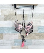 Victorias Secret Swim Halter Bikini Bra Pink Purple Animal Print Underwi... - $34.64