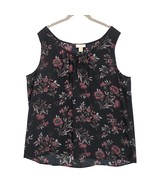 Ann Taylor Loft Women&#39;s XL Sheer Blouse Black Floral Sleeveless Academia... - $33.95 CAD