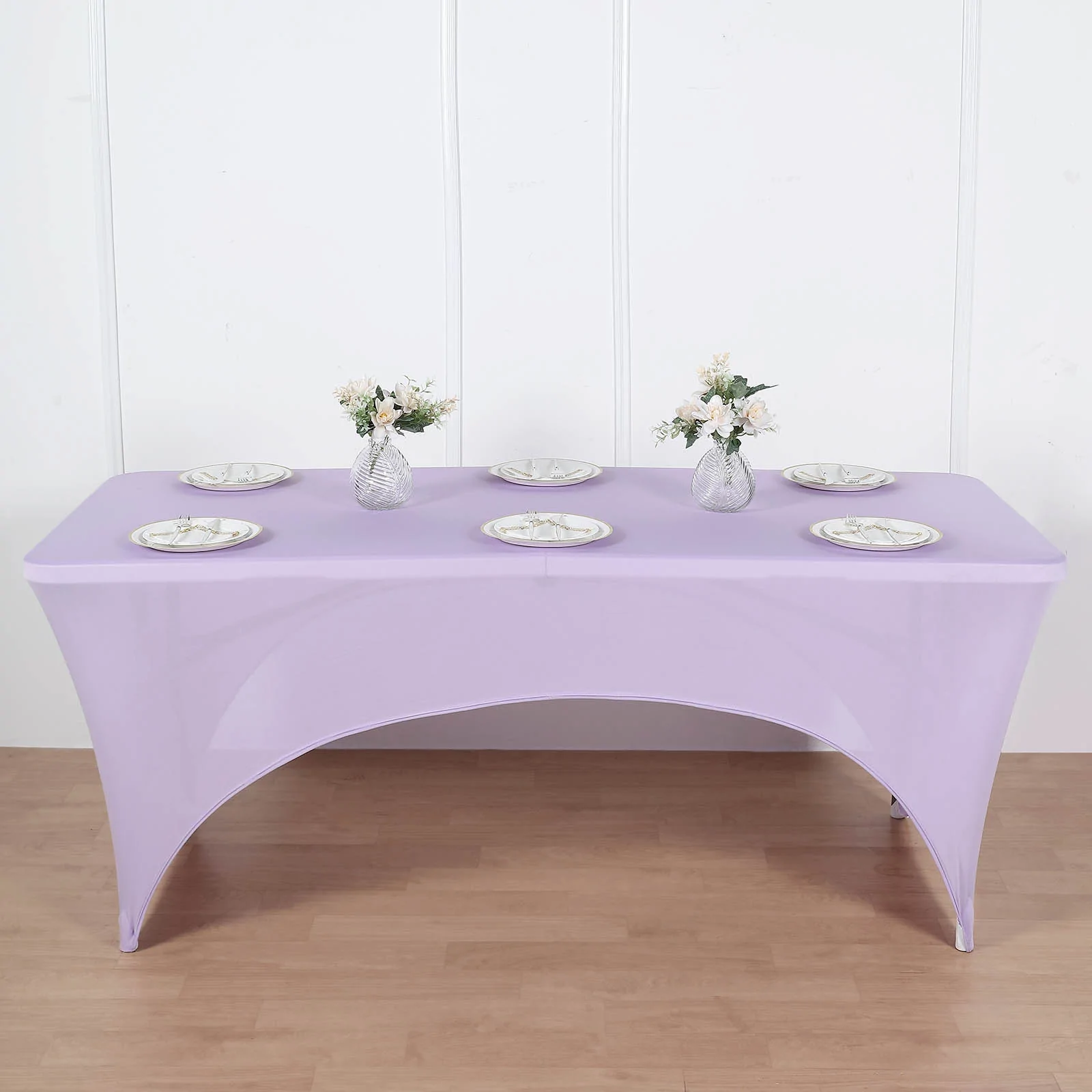 Lavender - 6 Ft Rectangular Spandex Table Cover Wedding Party - £27.22 GBP