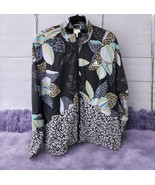 Adidas Farm Windbreaker Jacket Women&#39;s XL Full Zip Floral Purple Leopard... - $41.58