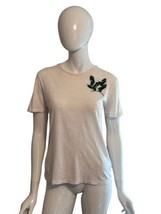 TINY Anthropologie Embroidered Cactus Tee Short Sleeve T-Shirt Cream size Small - £14.97 GBP