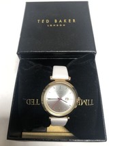 Ted Baker Ava Leather Strap 36mm Gold Tone Silver Dial Women&#39;s Watch 10031519 - £50.26 GBP