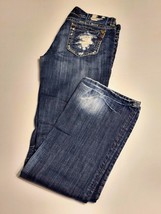 Mek Denim Womens 29x34 Dark Wash Distressed Denim Jeans - Great Condition - £12.45 GBP