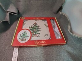 Spode Christmas Tree Cake Plate &amp; Cake Knife Server Set 11.5&quot; W/Box NIB - £33.62 GBP