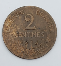 France  Coin 2 Centimes 1914  KM# 841  ~ Circulated - $82.94 MXN