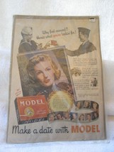 Vintage Model Tobacco ad, 1943 United States Tobacco Co, New York, 11&quot; b... - $50.00