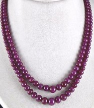 Natural Untreated Ruby Beads Round Gemstone 2 Line 425 Carats Ladies Necklace - £1,708.30 GBP