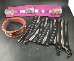 Lot of 3 Native American Apparel and Jewelry Items: Belt, Collar &amp; Strap - £23.60 GBP