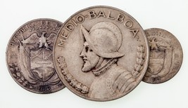 1933 Panama 1/10, 1/4, 1/2 Balboa Lot of 3 Silver Coins KM# 10.1, 11.1, ... - $69.19