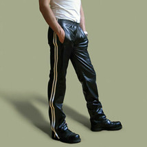 New Men`s leather Sweat pants Designer Joggers Running Sports trousers J... - $134.15