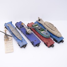 Lot Vintage Lionel Train Flat Bed Vehicles Submarine Helicopter 3830 6825 3419 - £135.08 GBP