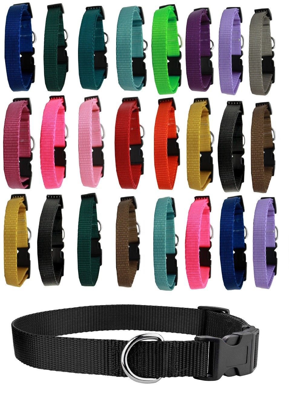 Dog Collar Shelter Rescue Vet Bulk Pack 25 Assorted Color Adjustable Choose Size