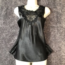 Vintage Cami Slip Size Large Black Lace Trim Camisole Chemise 1990s - £9.87 GBP