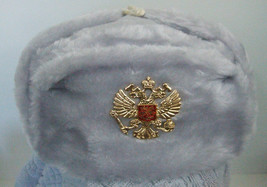 Authentique Russe Militaire Off / Blanc Ouchanka W/ Double Aigle - $30.73