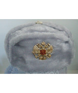 Authentique Russe Militaire Off / Blanc Ouchanka W/ Double Aigle - $42.12 CAD