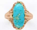 10k Rose Gold Arts and Crafts Genuine Natural Turquoise Ring Size 6 (#J6... - $741.51