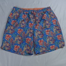 Peter Millar Seaside Collection XL x 8&quot; Stars &amp; Coral Lined Swim Trunks Shorts - £27.56 GBP