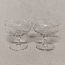 Tiffin Franciscan Marie Low Sherbet Glasses 2 Etched Crystal Stem #018 3.5&quot; Tall - £17.27 GBP