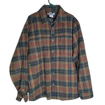 Columbia Plaid Flannel Button Shirt Brown Warm Mens Large Pockets - £28.32 GBP