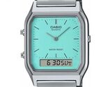 Casio AQ-230A-2A2MQY Vintage Analog Digital Watch Turquoise Dial Stainless Steel - $98.00