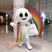 White Rainbow mascot costume character dressed with a Trousers and Tote bags - £931.07 GBP