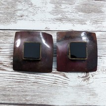 Vintage Earrings for Pierced Ears - Square Shape - Bent with Heavy Tarnish - £5.52 GBP