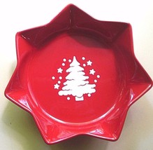 Red Tannenbaum Star Bowl Germany 10&quot; Diameter Christmas Tree White on Red - £22.58 GBP