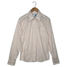 VTG Hollister Shirt Mens Medium Striped White Pink Button Up Logo Long S... - £13.76 GBP