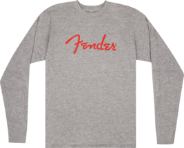 Fender® Spaghetti Logo L/S T-Shirt, Heather Gray, Large - $34.99