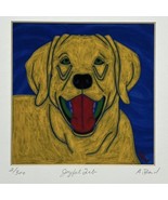 Pop Art Print Happy Lab 11&quot; x 14&quot; Labrador Retriever Angela Bond Matted ... - £33.82 GBP