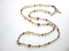 Extra Long Necklace Faceted Lucite Beads Pastel Colors Metal Strung Sing... - $26.00